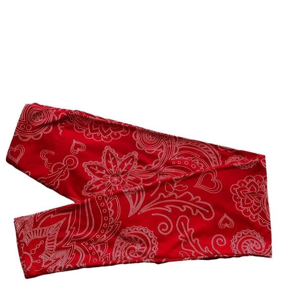 0246 LuLaRoe Valentines Size OS Leggings Red White Flowers and Hearts  P… - Picture 1 of 5